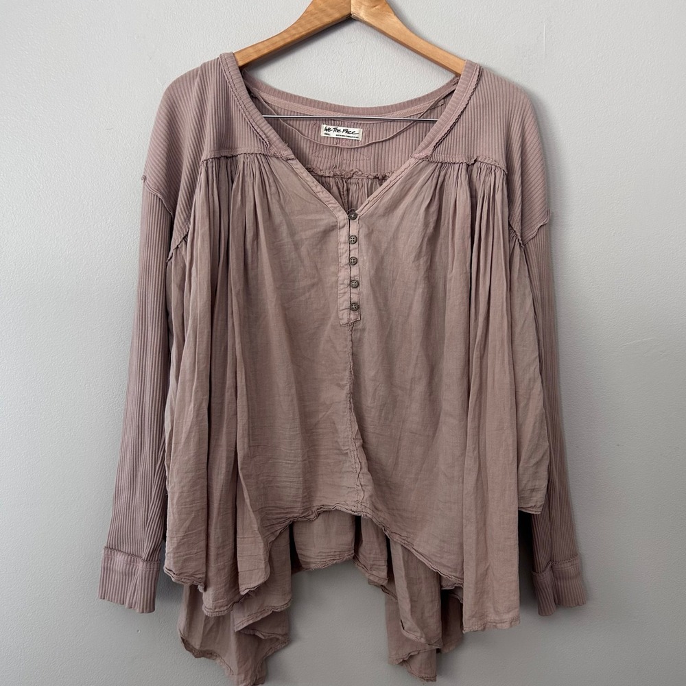 We The Free People Lyrical Tunic Women Small Mauve Mixed Media Gauze Boho
